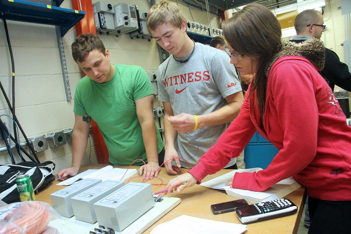 Electrical and Electronic Technology students in hands-on training