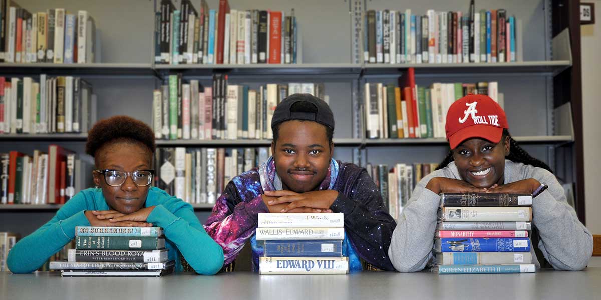 Library - three students