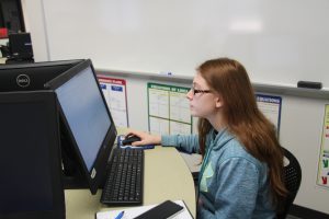 Red Bud Campus student working in the success center