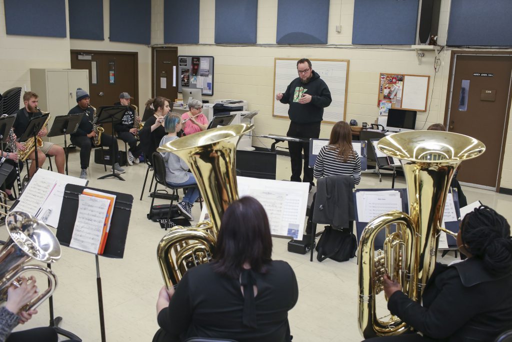 SWIC main campus ensemble practices for a concert.