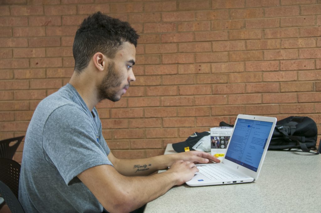 Student registering for classes online