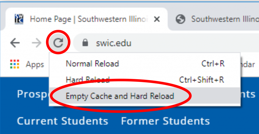 Clear Your Browser Cache – Southwestern Illinois College