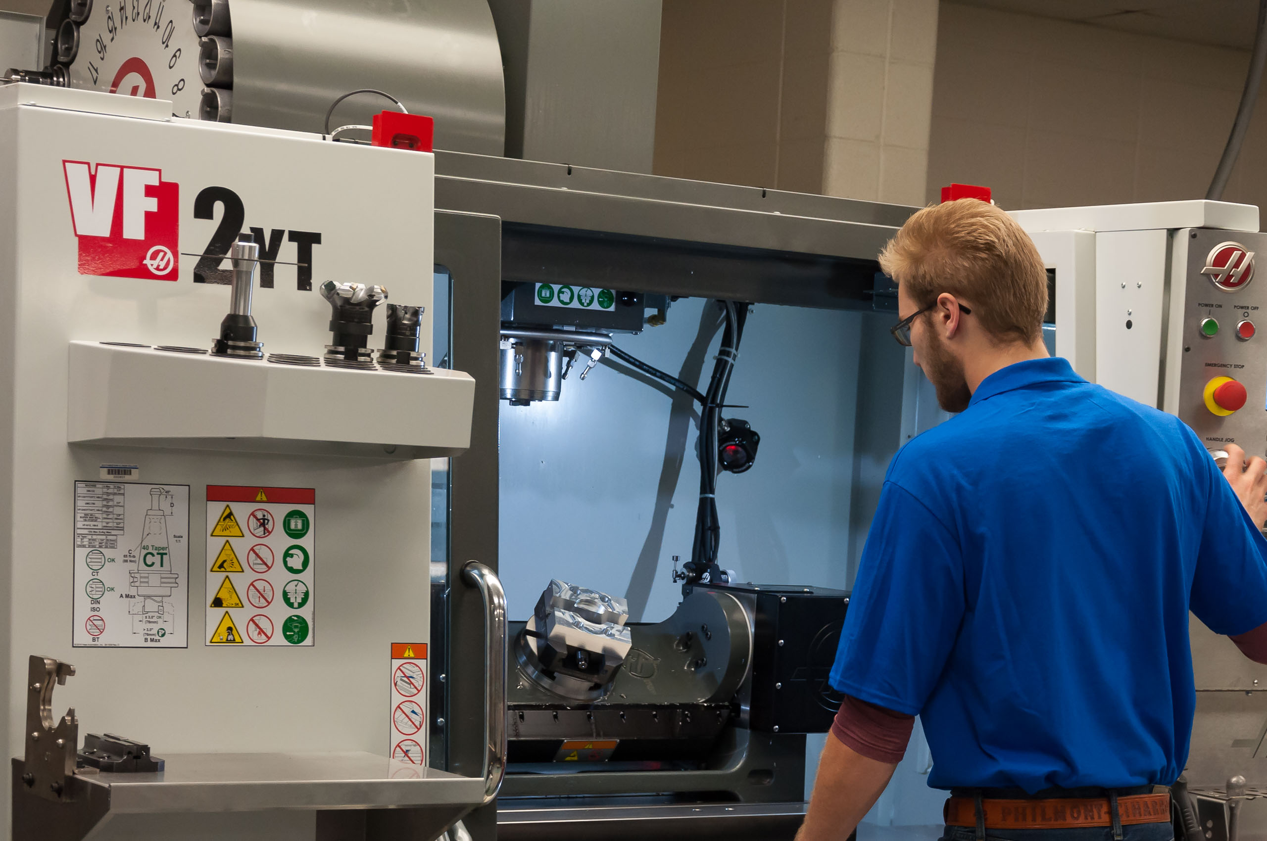 Student working in Precision Machining.