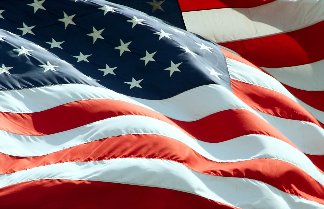 American Flag waving in the wind