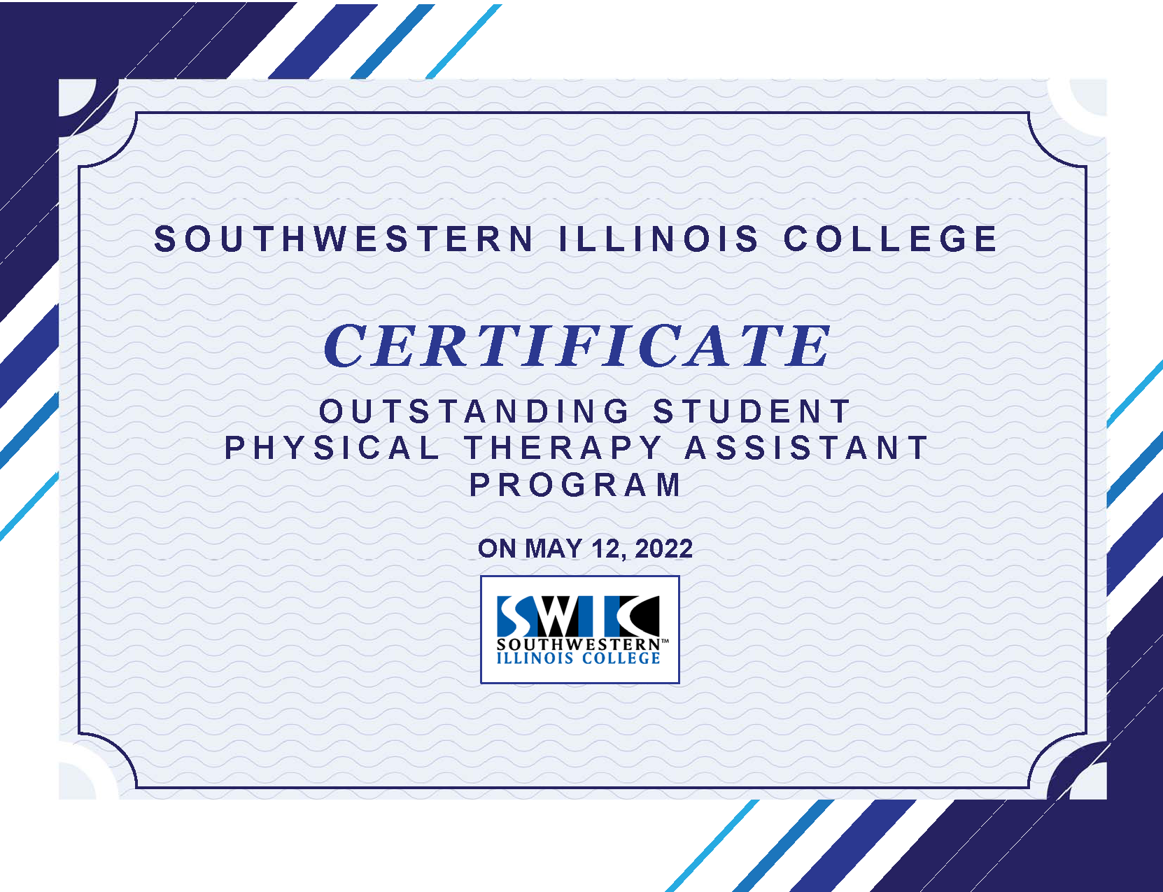 Southwestern Illinois College Certificate Outstanding Student Physical Therapy Assistant Program