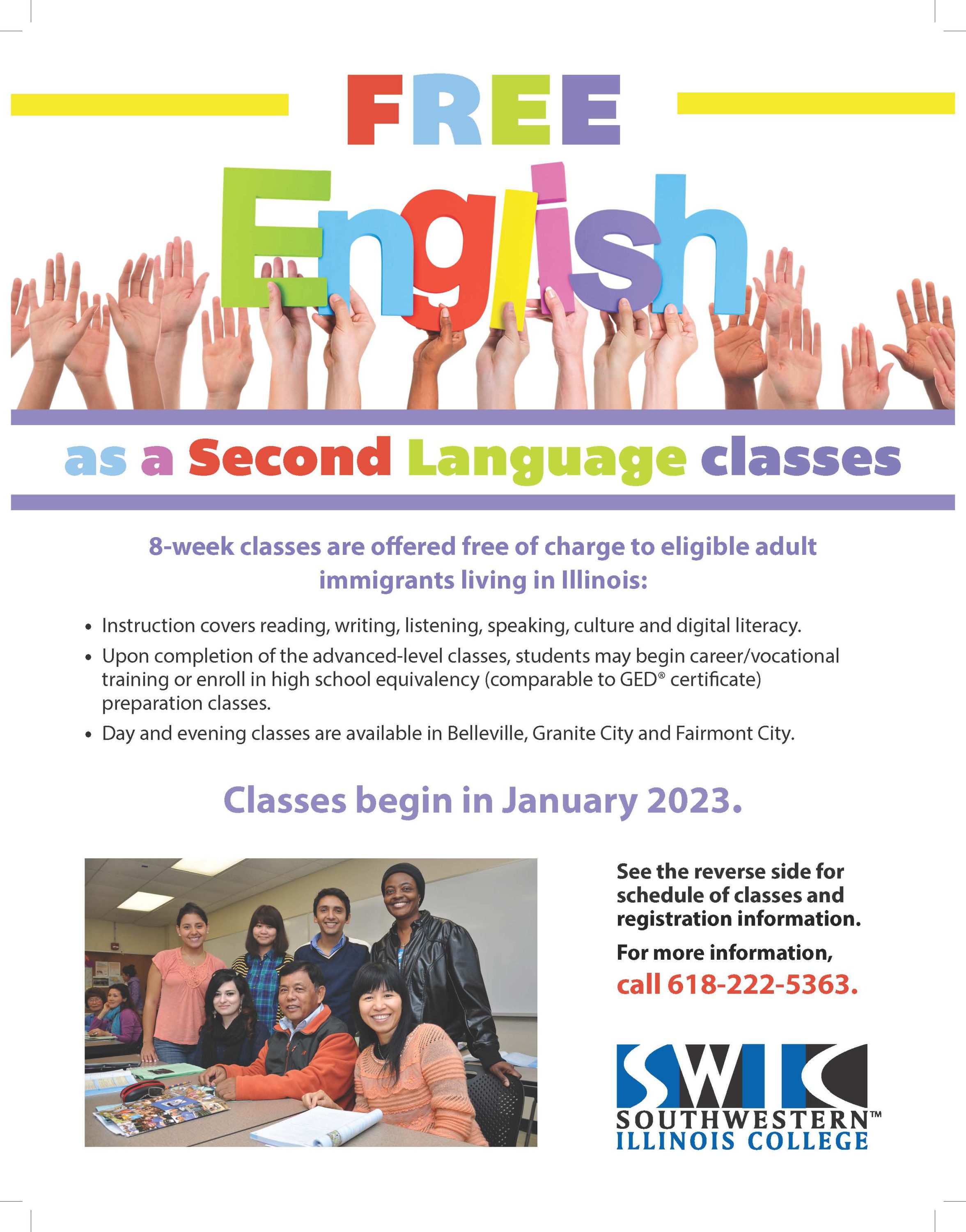 English as a Second Language Classes flier