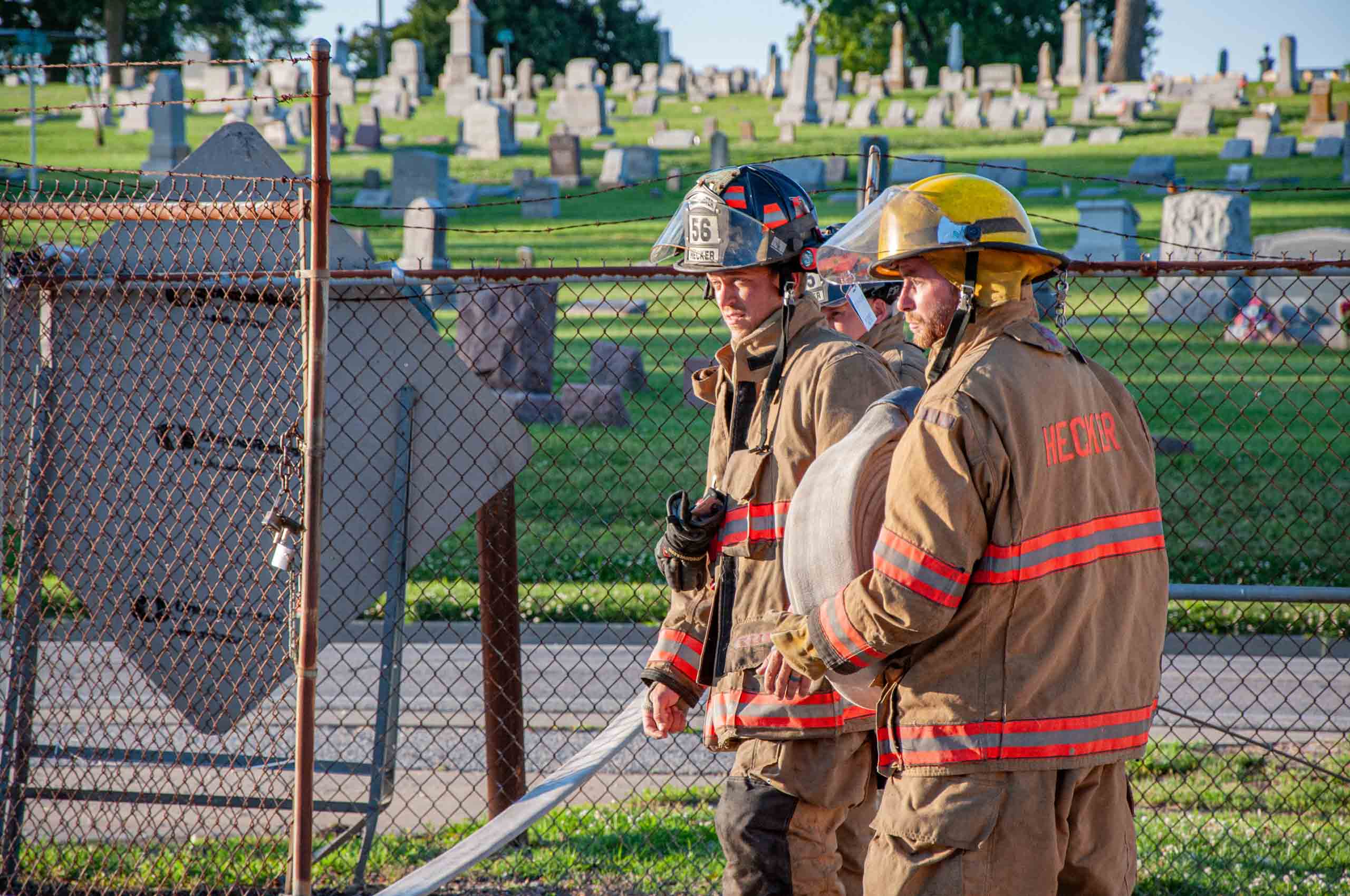 Hecker Fire Science training men with a hose