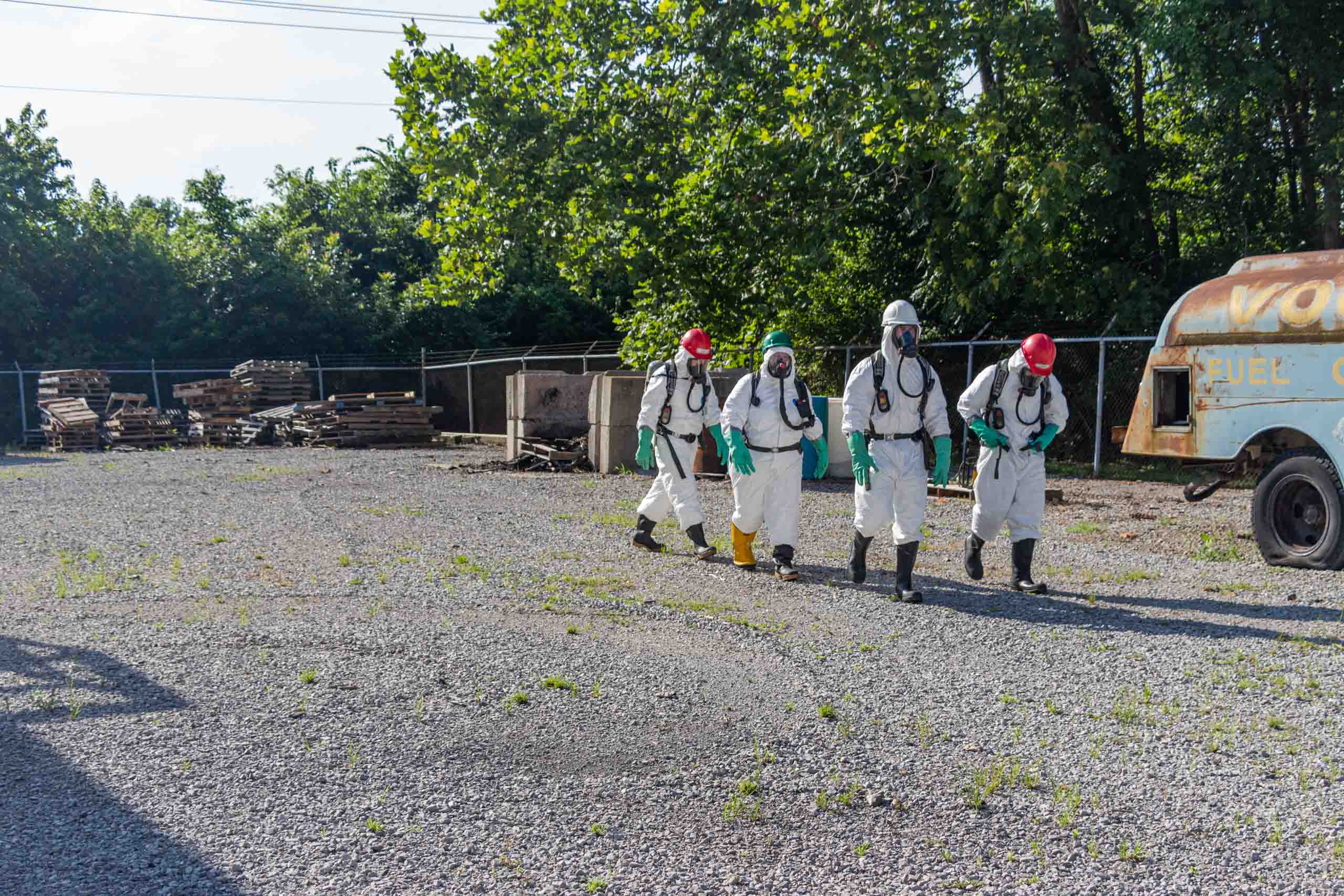 Fire Science Hazardous Materials training people all geared up for the training