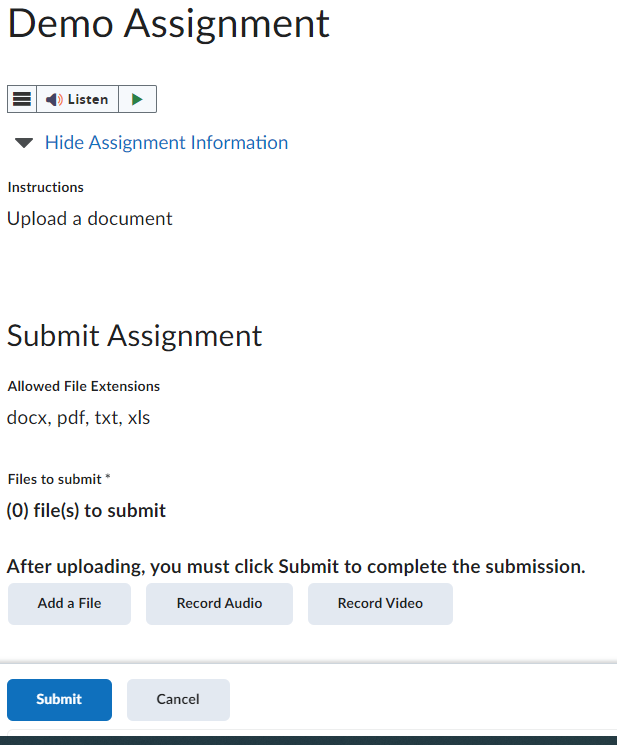 uploading assignments to brightspace