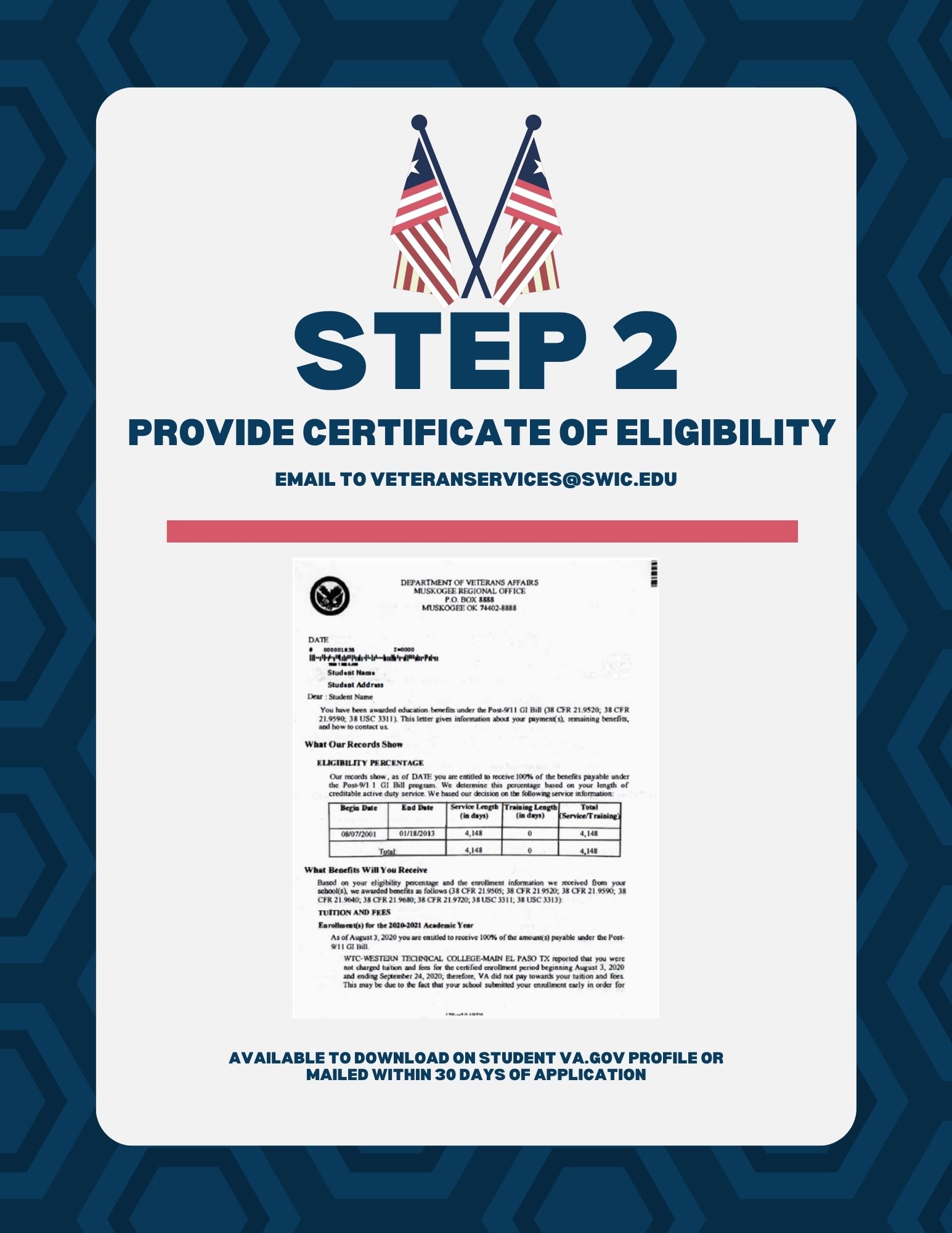 Veterans Step 2 Provide Certificate of Eligibility
