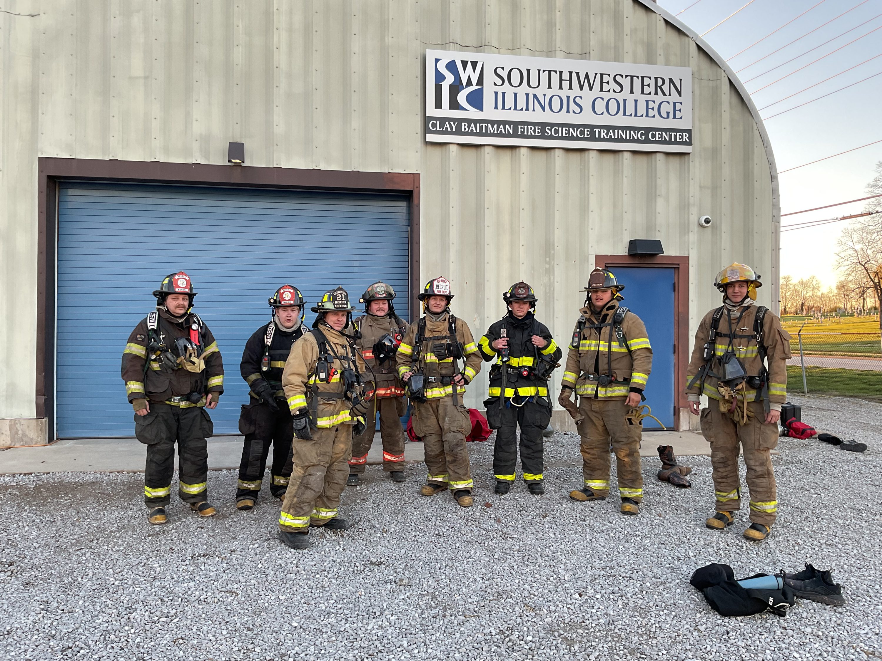 Fire Science Students outside at their Training Center
