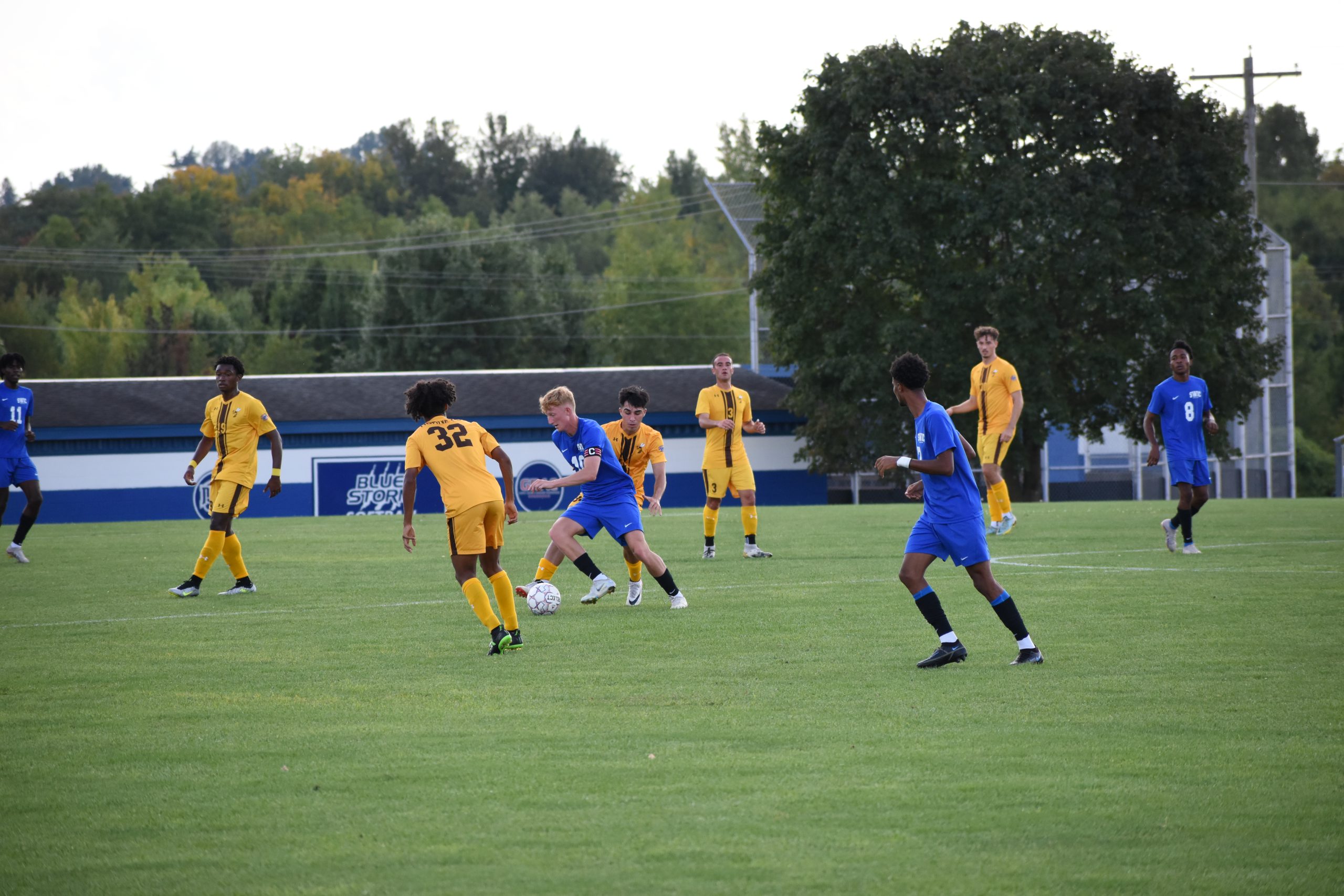 Men's Soccer on the field action shot