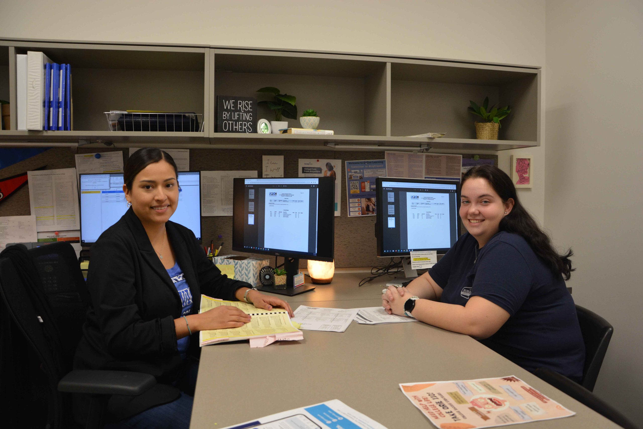 Enrollment services staff member and student