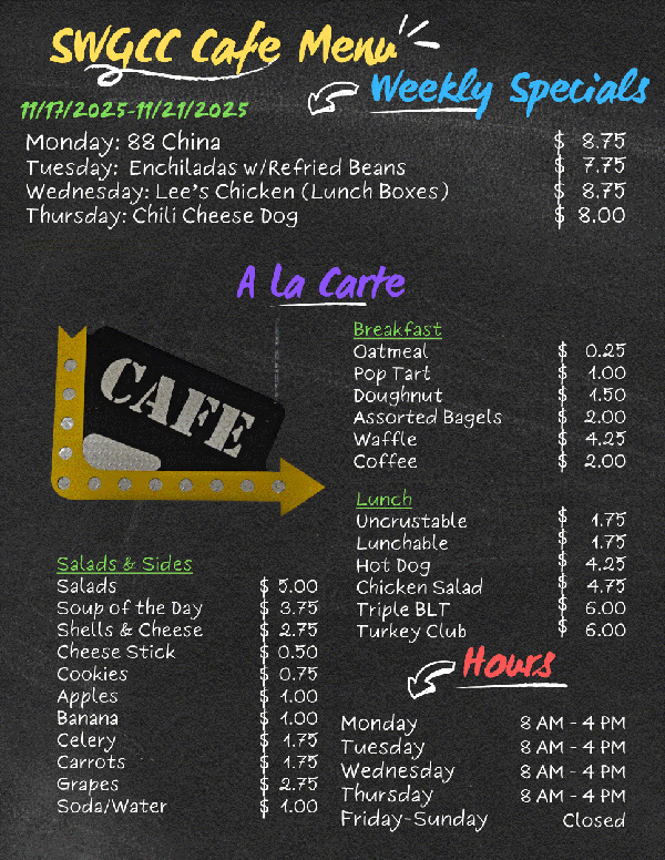 Granite City Cafe Weekly Specials 11/17/25