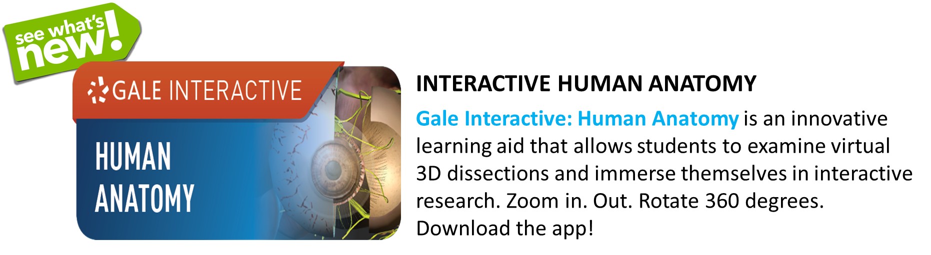 Human Anatomy interactive resource tool. Log in with your SWIC credentials. Click image to access.