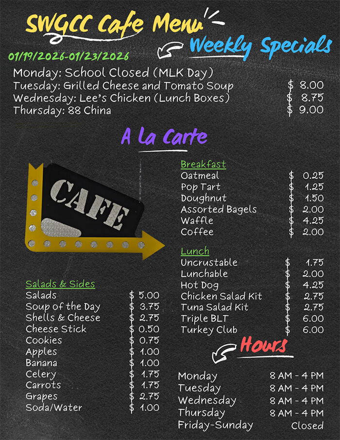 Granite City Cafe Weekly Specials 1/19/26