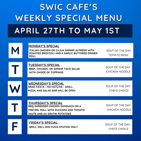 Belleville MC Cafe Weekly Specials 4/27/26