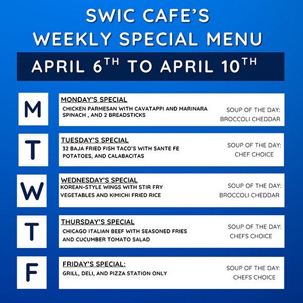 Belleville MC Cafe Weekly Specials 4/6/26