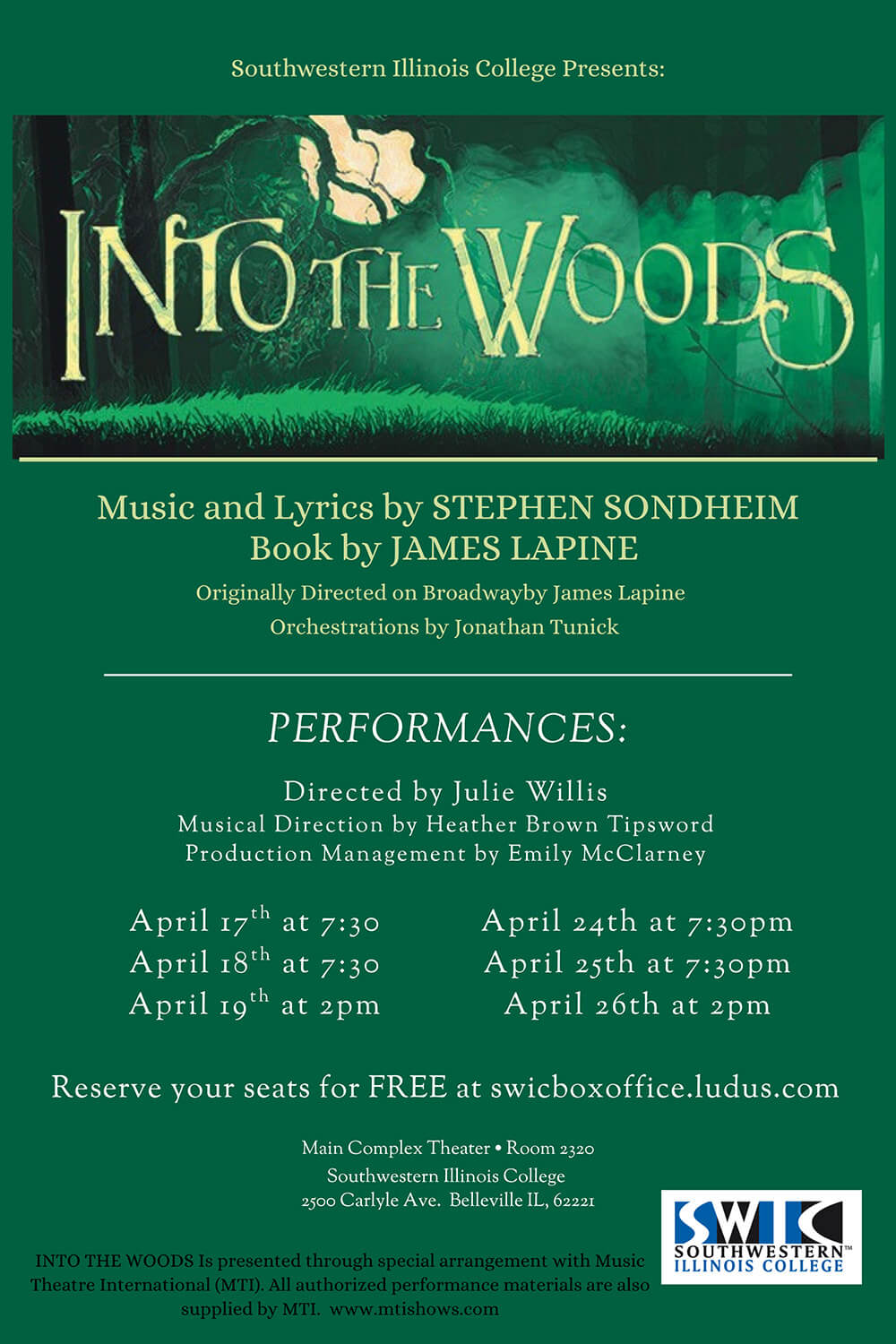 Poster for the SWIC Spring Musical 2026: Into the Woods