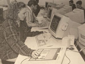 Bellville Area College Students using computer1990s