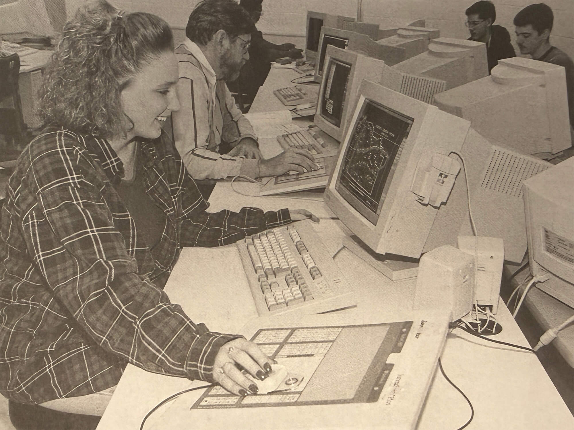 Bellville Area College Students using computer1990s